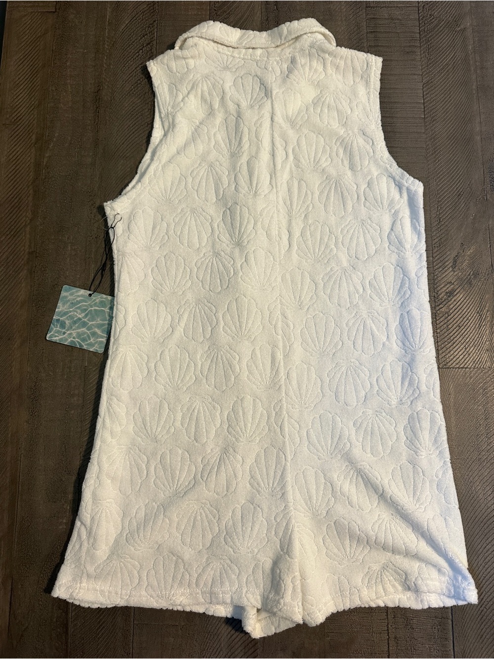 NWT Sandy Beach Womens White Seashell Terry Cloth Romper Extra Small - Picture 8 of 8